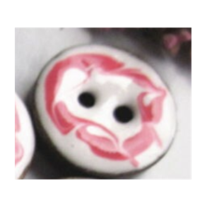 KOKOSKNAPP EMALJERT - Hvit med rd dekor